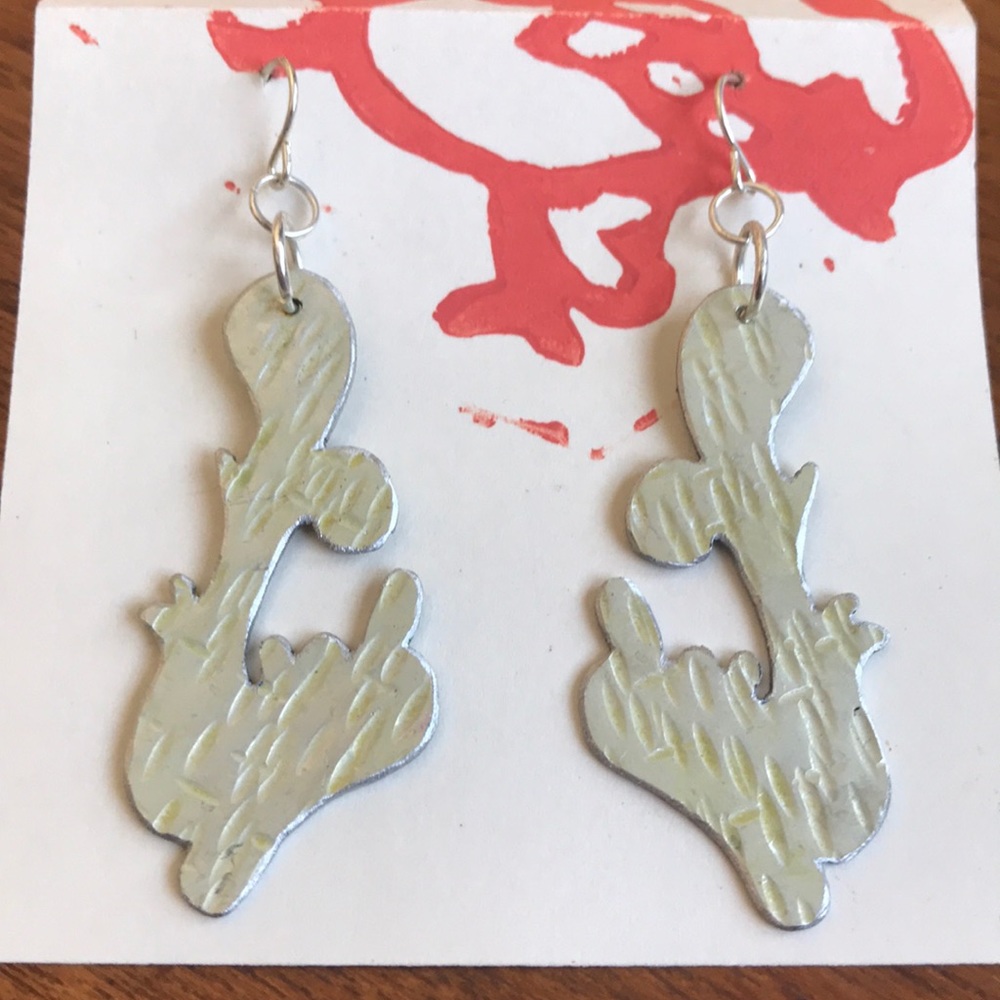 Handmade aluminum and silver dangle earrings